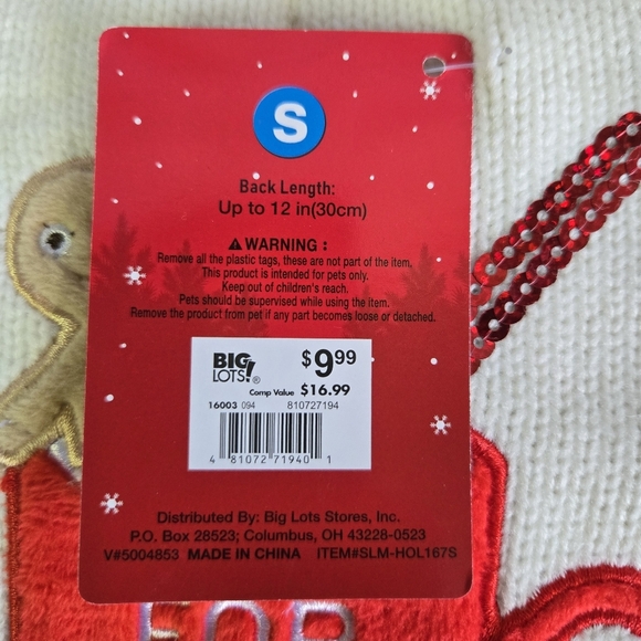 HAPPY HOWLIDAYS | NWT Dog Christmas Sweater in White/Red sz S - Picture 4 of 8